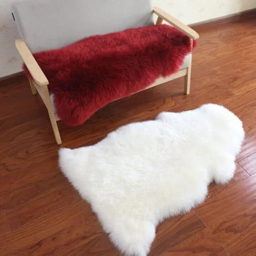 New Premium Genuine Sheepskin Rug Wine Red Real Australia Sheepskin Natural Lamb